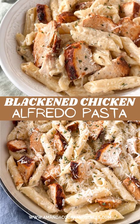 Blackened Chicken Pasta Salad, Chicken Alfredo With Angel Hair Pasta, Zatarains Blackened Chicken Alfredo Recipe, Easy Blackened Chicken Alfredo, Blacken Chicken Recipes, Blacken Chicken Pasta, Blacked Chicken Alfredo, How To Season Chicken For Alfredo, Blackened Chicken Alfredo Recipe