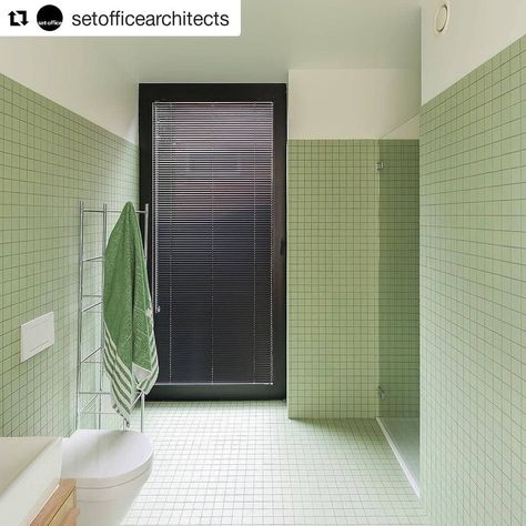 Winckelmans Pistachio 5x5cm by @setofficearchitects  5x5 pistache Winckelmans par @setofficearchitects ・・・ DWC HOUSE in #Heverlee, shot by #lucroymans⠀  #housing #setofficearchitects #architecture #interiordesign #bathroom #tiles #winckelmans #mint #tileinspo #green #fliser #fliesen #tegels #soleria #carrelage #grescerame #madeinfrance #bathroom #salledebains #porcelaintiles #epv Small Toilet Room, Architects Office, Toilet Room, Small Toilet, Big Bathrooms, Bathroom Tiles, Bathroom Toilets, Bathroom Styling, Tile Bathroom