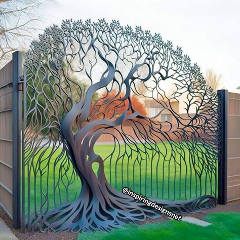 Amazing Gates, Metal Garden Gates, Idea Bedroom, Garden Fence Art, Amazing Backyard, Backyard Fence, Fence Garden, Front Gate Design, Entrance Gates Design