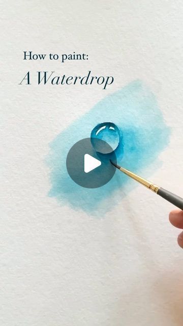 How To Paint A Water Drop, Watercolor Drawing Step By Step, Waterdrop Painting, Watercolor Tutorial Step By Step Videos, Cool Watercolor Ideas Easy, How To Make Watercolor Paint, How To Paint Water With Watercolors, Watercolor Tutorials For Beginners, Watercolor Videos Tutorial