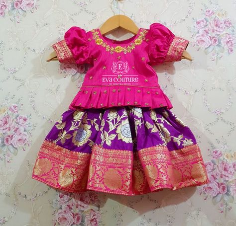 Pattu Langa For New Born Baby, Newborn Pattu Langa, Baby Pattu Langa Designs, Pattu Langa Blouse Designs For Kids, Kids Pattu Langa Blouse Designs, Langa Jacket For Kids Pattu, Baby Girl Pattu Langa Designs, Pattu Langa For Kids, Langa Blouse For Kids