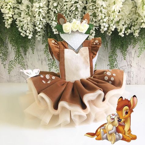 Bambi Birthday Party Decoration, Bambi First Birthday Theme, Bambi Decorations, Bambi Costume, Cupcake Dresses, Bambi Party, Disney Baby Costumes, Bambi Birthday, Bambi Dress