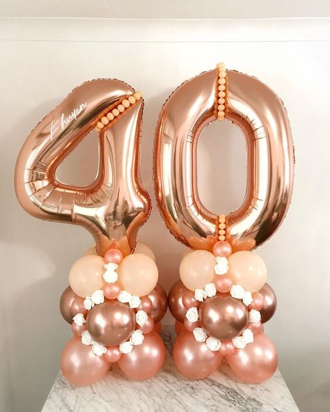 Number 40, House Of Balloons, Rose Gold Balloons, Happy 40th, Happy 40th Birthday, Balloon Arrangements, Gold Balloons, 40th Birthday, In Style