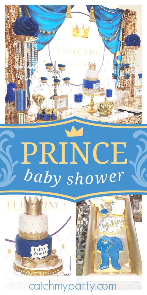 Little Prince Baby Shower Ideas, Prince Baby Shower Cake, Party Wedding Favors, Baby Shower Party Planning, Prince Birthday Party, Baby Boy Shower Party, Prince Party, Prince Birthday, Baby Shower Cakes For Boys