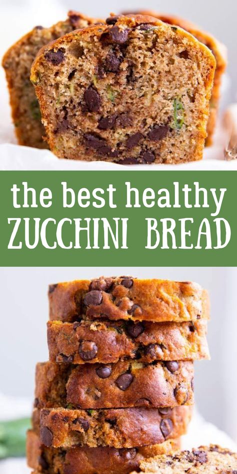 Zucchini Bread Recipes Healthy, Zucchini Bread Recipes Moist, Courgette Recipes, Healthy Zucchini Bread, Unprocessed Recipes, Zucchini Bread Healthy, Breakfast Favorites, Chocolate Chip Zucchini Bread, Bread Healthy