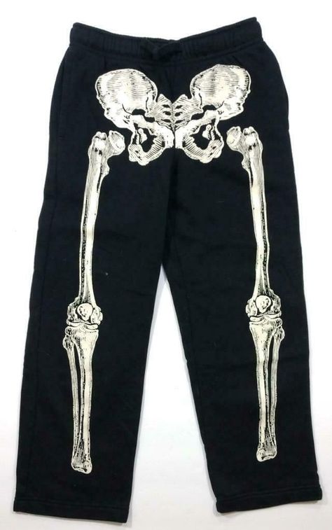 Skeleton Pants, Alt Shoes, Sweat Pants Black, Fairycore Fashion, Painted Clothes Diy, Spooky Fall, Bleached Jeans, Fall Stuff, Diy Clothes Design