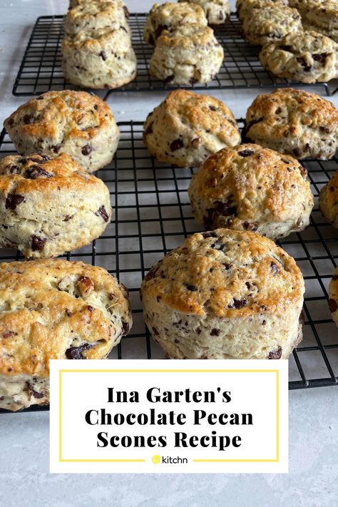 Chocolate Pecan Scones Ina Garten, Chocolate Pecan Scones, Pecan Scones Recipe, Banana Nut Scones, Sweet Scones Recipe, Chocolate Chunk Scones, Pecan Scones, Recipes Muffins, Breakfast Scones