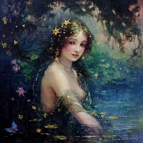 Nymphs Painting, Nymph Painting, Classical Paintings, Art Exploration, Water Nymph, Water Fairy, Rennaissance Art, Water Nymphs, Mermaid Aesthetic