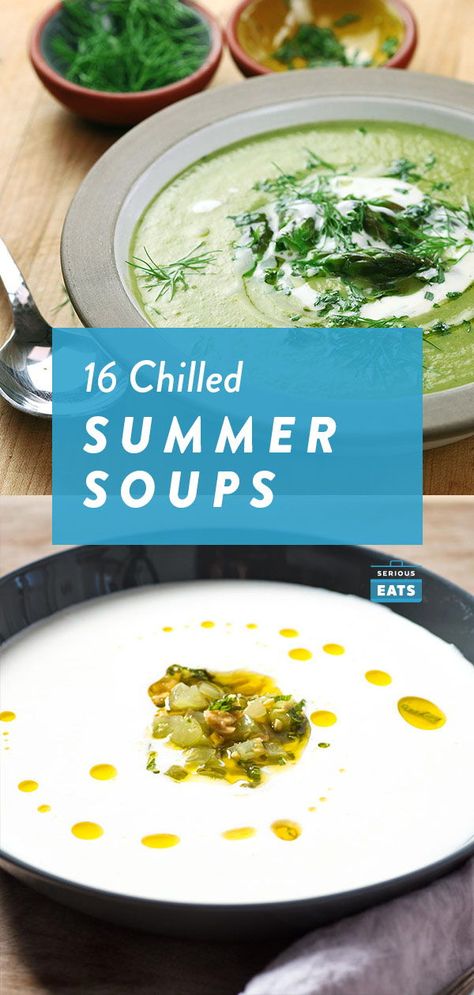 Chilled Soup Recipes, Summer Squash Soup, Lettuce Soup, Soups To Make, Summer Soup Recipes, Cold Soup Recipes, Gazpacho Recipe, Chilled Soup, Corn Chowder Recipe