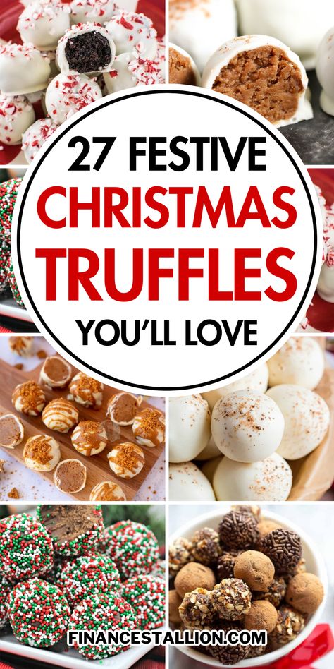 Indulge in the holiday spirit with our easy homemade Christmas truffles recipes! Discover easy holiday truffle recipes that will delight your taste buds. From peppermint truffles, white and dark chocolate truffles, gingerbread truffles, and Oreo truffles, we have something for everyone. Explore our no-bake Christmas truffle recipes for quick, festive Christmas treats. Perfect as elegant Christmas desserts or thoughtful Christmas gift ideas, these holiday treats are sure to bring smiles. Elegant Christmas Desserts, Holiday Truffle Recipes, Gingerbread Truffles, Truffle Recipe Christmas, Truffles Recipes, Holiday Truffles, Peppermint Truffles, Bake Sale Treats, Truffle Recipes