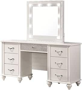 Hollywood Style Mirror, Glam Vanity, Vanity And Mirror, White Vanity Desk, Chic Vanity, Stylish Mirror, Vanity Bedroom, Bedroom Makeup Vanity, Drawer Vanity