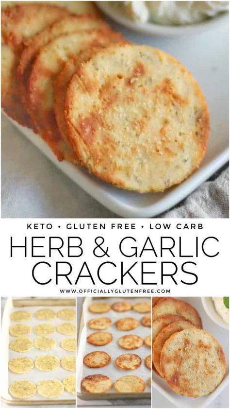 Keto Herb and Garlic Crackers | Crispy Low Carb Cracker Recipe Garlic Crackers, Low Carb Crackers Recipes, Gluten Free Cracker Recipe, Keto Crackers Recipe, Cracker Recipe, Low Carb Crackers, Gluten Free Crackers, Breakfast Recipes Sweet, Cracker Recipes