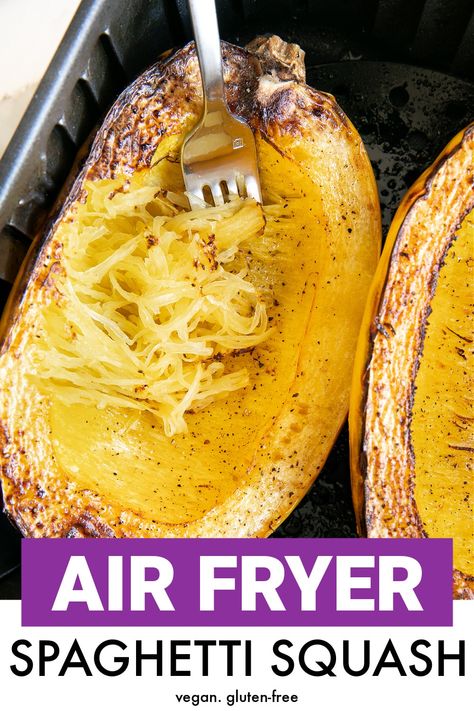 Spaghetti Squash Recipes Air Fryer, Air Fryer Spaghetti Squash, Air Fryer Spaghetti, Cooks Air Fryer, Air Fryer Oven Recipes, Air Fry Recipes, Squash Recipe, Spaghetti Squash Recipes, Air Fryer Dinner Recipes