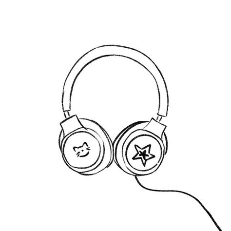 Headphones Aesthetic Drawing, Headphone Sketch, Headphones Tattoo, Headphones Drawing, Headphones Art, Abstract Tattoo Ideas, Music Doodle, Doodle Icons, Tato Henna