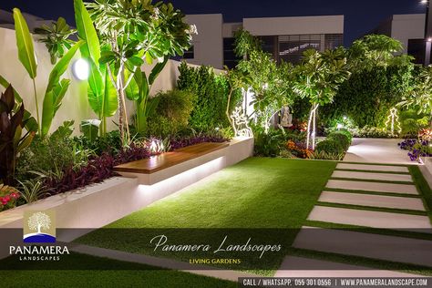 Luxury Villa Landscaping in Dubai | One of the best landscaping companies in Dubai Villa Backyard Landscape, Small Villa Garden Design, Villas Landscape Design, Modern Luxury Landscape Design, Landscape Design Front Of House Modern, Dubai Garden Ideas, Modern Backyard Design Ideas, Villa Backyard Design, Front House Landscaping Modern