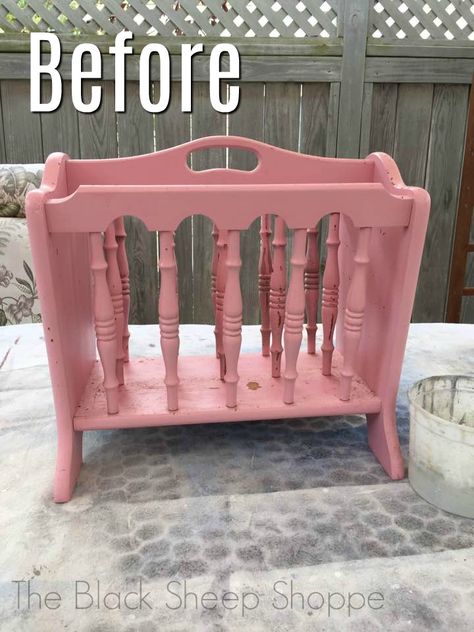 Shabby Chic Magazine Rack: Paying it Forward Refinished Magazine Rack, Upcycle Magazine Rack Wood, Old Magazine Rack Repurposed, Repurposed Magazine Rack Ideas, Upcycled Magazine Rack, Repurpose Magazine Holder, Shabby Chic Craft Room Ideas, Wooden Magazine Rack Repurposed, Magazine Holders Repurpose