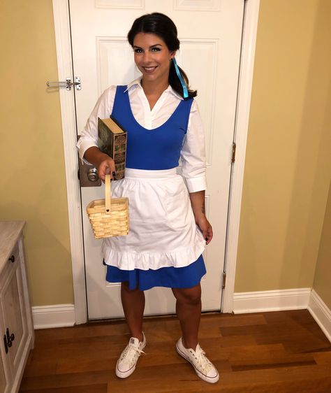 Belle Costume Blue Dress, Diy Belle Costume Women, Diy Belle Costume, Adult Belle Costume, Belle Costume Diy, Belle Halloween Costume, Belle Blue Dress Costume, Adult Costumes Diy, Belle Blue Dress