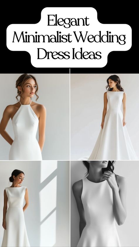 Elegant minimalist wedding dress with sleek silhouette and clean lines, perfect for a modern bride seeking a timeless look. Minimalist Wedding Ball Gown, Clean Elegant Wedding Dress, Simple Timeless Wedding Dress, Wedding Dress Sleek, Simple Modern Wedding Dress, Minimalistic Wedding Dress, Simple Wedding Dress Elegant, Elegant Minimalist Wedding, Sleek Wedding Dress