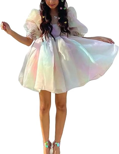 Mini Skirt Party, Puffy Skirt, Tulle Mini Dress, Club Party Dresses, Princess Ball Gowns, Mini Dresses For Women, Puff Sleeve Dresses, Prom Dresses With Sleeves, Dyed Dress