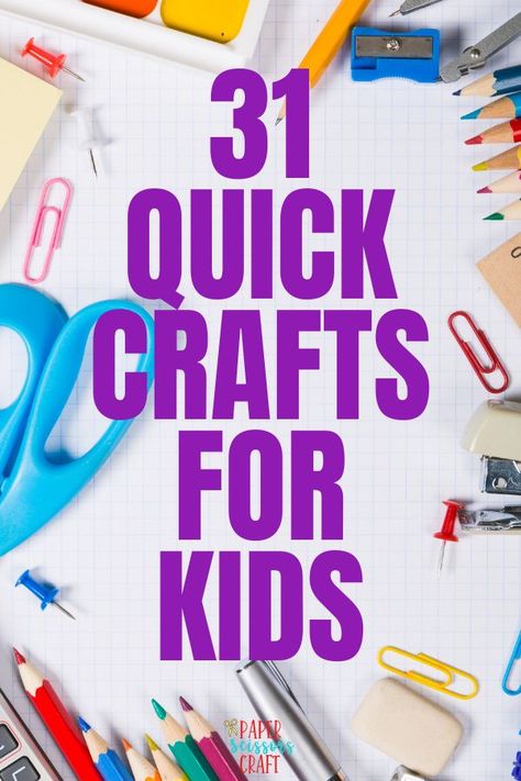 31 Quick and simple crafts for kids that take 10 minutes or less, easy crafts for kids, easy toddler crafts, easy kids activities, fast kids crafts, fast toddler crafts, fast activities for kids, diy crafts, cheap kids crafts, #quickcrafts, #simplecrafts, #kidscrafts, #toddlercrafts, #craftsforkids, #cheapcraftsforkids Crafts For Seven Year Olds, Quick Crafts For Preschoolers, At Home Arts And Crafts For Kids, Art Crafts For Kids 2-3, Quick Toddler Crafts, Simple Craft For Toddlers, Easy Crafts For 4 Yo, Easy Projects For Toddlers, Craft For School Age Kids