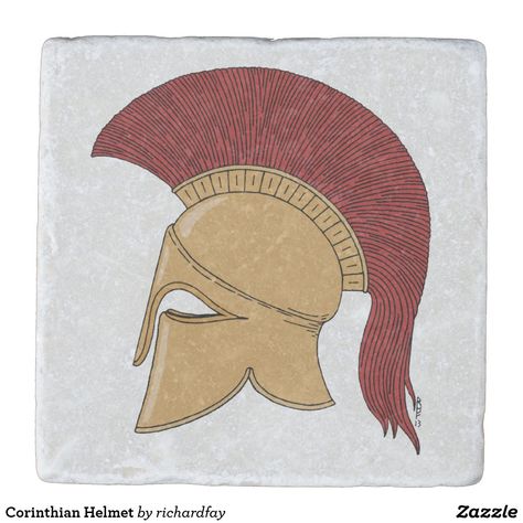 Sold 4/28/2020 through Zazzle and being shipped to a recipient in Scottsdale, AZ: one Corinthian Helmet Stone Coaster.  Thank you, buyer! Much appreciated!  #zazzle #sod #stonecoaster #coaster #corinthianhelmet #greekhelmet #ancienthelmet #helmet #ancoientgreek #greek Roman Aesthetic, Greek Shield, Helmet Drawing, Greek Helmet, Corinthian Helmet, Greek Symbol, Ancient Armor, Helmet Paint, Greek Tattoos