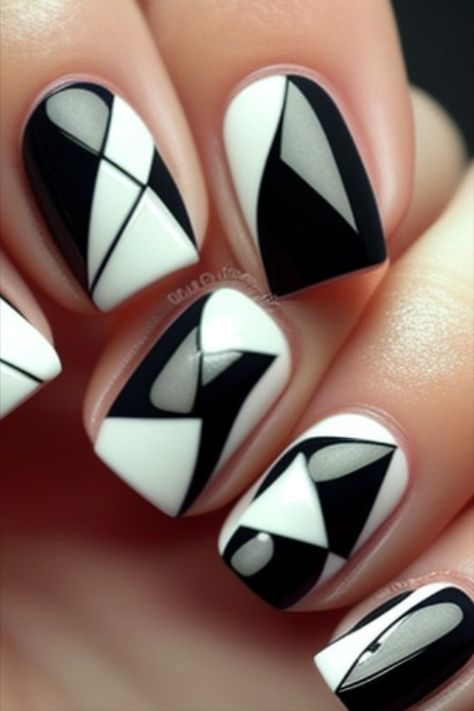 From Edgy to Elegant: These Spring Nail Designs in 2023 Will Make You Feel Confident and Beautiful! Coffin Black Nails, Art Deco Nail Art, Elegant Manicure Designs, Red Black Nails, Disney Christmas Nails, Nail Hacks, White Art Deco, Elegant Manicure, Manicure Designs