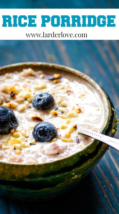 Super healthy and easy rice porridge makes a great start to your day #riceporridge #porridge #healthybreakfast #breakfast #larderlove Easy Porridge Recipes, Oat Porridge, Breakfast Rice, Great Breakfast Ideas, Oatmeal Porridge, Breakfast Porridge, Vegan Breakfasts, Healthy Rice, Easy Rice