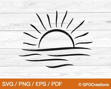 Sunset Svg Free, Ocean Png, Sun And Ocean, Sunrise Tattoo, Sun Clipart, Sun Silhouette, Sun Png, Ocean Svg, Sun Svg