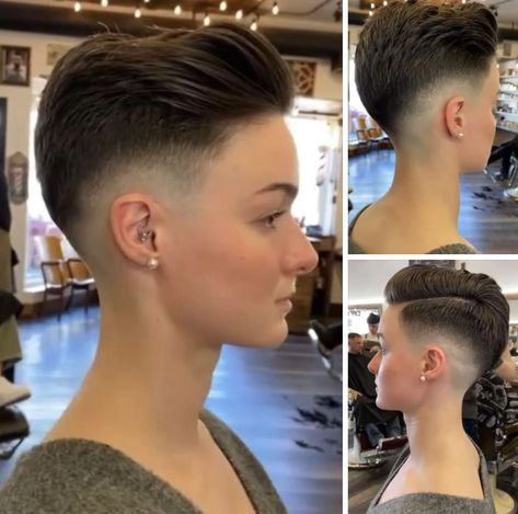 Woman Fade Haircut, Pixies Haircut, Short Pixie Hairstyles, Short Fade Haircut, Short Hair Undercut, Super Short Hair, Edgy Short Hair, Punk Hair, Cut Her Hair