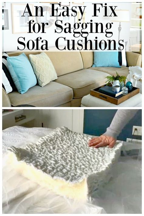 Sagging Sofa Cushions, Sofa Cushion Covers Ideas, Couch Cushions Diy, Sofa Cushion Ideas, Sofa Cushions Diy, Diy Couch Cushions, Fix Sagging Couch, Ikea Algot, Sofa Reupholstered