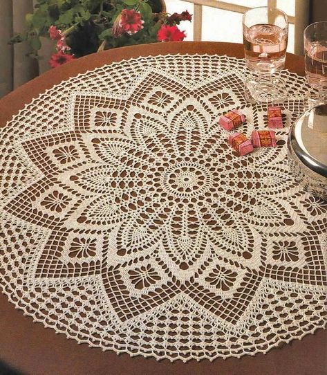 crochet doily tablecloth crochet pattern is available #crochettablecloth Crochet Tablecloth Diagram, Crochet Tablecloth Pattern Free Rectangle, Crochet Tablecloth Pattern Free, Tablecloth Crochet Pattern, Crochet Centerpiece, Tablecloth Crochet, Map Rug, Tablecloth Pattern, Decorative Crochet