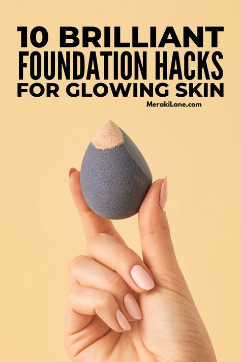 10 Brilliant Foundation Hacks for Beautiful Glowing Skin | If you want to learn how to apply and blend foundation so it's flawless and cake-free, this post is for you! We're sharing the best tips, tricks, and step by step tutorials to help you get that dewy, glowing, no-makeup makeup look! Click to learn foundation mistakes to avoid, how to prep your skin, and our best foundation application techniques to ensure your product doesn't settle into fine lines and looks smooth and sleek! How To Get Foundation To Look Smooth, Make Order Of Application, How To Apply Foundation Korean, How To Get Flawless Foundation, How To Apply Flawless Foundation, Proper Order To Apply Makeup, Long Lasting Makeup Tutorial, How To Make Makeup Look Smooth, Applying Liquid Foundation