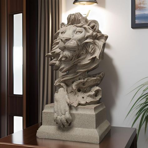 PRICES MAY VARY. Size of lion figurine:7.5“x 6“x 12.68”inches(LxWxH) 💦 【Material】lion statues home decor is made of resin , non-toxic and strong.So exquisite to carefully design every single detail. 🎁【Best Gifts Desk Decorations for Men】The lion statue indoor represents strength and courage.It is the best symbol of men. It is the best gift for room decor for men,desk decorations for men,mens office decor. 💯【100% Quality Assurance】: if you are not satisfied with the goods received, please feel Living Room Decor For Men, Men's Office Decor, Men Apartment Decor, Office Decor Men, Mens Office Decor, Lion Head Sculpture, Men Desk, Statues For Home Decor, Mens Apartment Decor