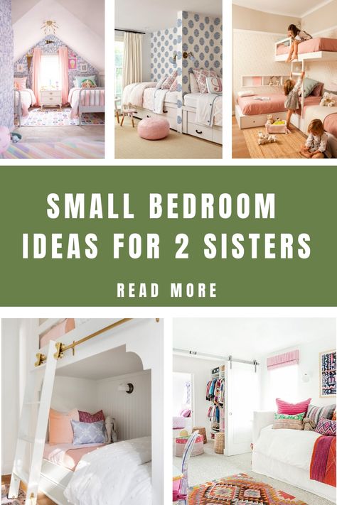 Small Bedroom Ideas For 2 Sisters Splitting A Shared Bedroom, Sisters Sharing A Room Ideas, Bedroom Ideas For Siblings Sharing, Girls Bedroom Ideas Little Shared Bunk Beds, Small Shared Bedroom Sisters, Room For Sisters Shared Bedrooms, Small Bedroom Ideas For Siblings, Small Sister Bedroom Ideas, Sisters Room Ideas Shared Bedrooms Bunk Beds