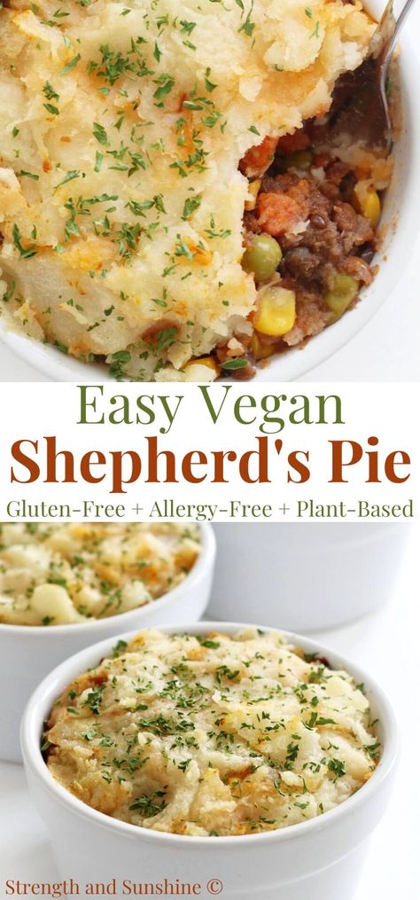 vegan lentil shepherd's pie Lentil Shepards Pie, Mashed Potatoes Healthy, Lentil Pie, Vegan Freezer Meals, Dairy Free Mashed Potatoes, Potatoes Healthy, Gluten Free Casserole, Vegetarian Shepherds Pie, Vegan Shepherds Pie