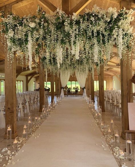 Wedding Ideas Ceremony Indoor, Wedding Venue Isle, Affordable Wedding Aisle Decorations, Isle Set Up For Wedding, Wedding Venue Entrance Decor Walkways, Wedding Isles Indoors, Wedding Ceremony Vision Board, Wedding Ceremony Venues Indoor, Wedding Alley Decoration