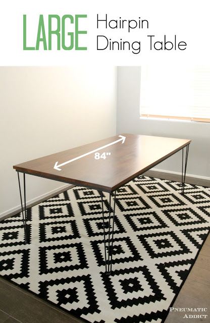 Learn how to build a LARGE #hairpin #diningtable. #diyprojects #diyideas #diyinspiration #diycrafts #diytutorial Hairpin Dining Table, Hairpin Legs Diy, Dining Table Plans, Hairpin Table, Mudroom Ideas, Wooden Items, Diy Dining Table, Square Table, Hairpin Legs