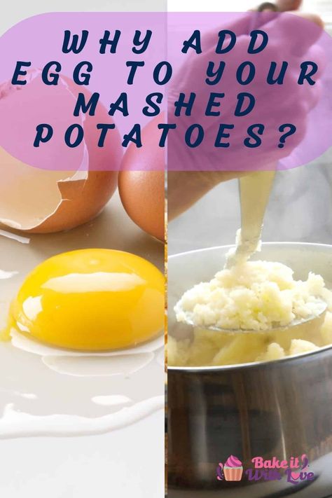 Add egg to mashed potatoes in order to get a rich, creamy, delicious, and velvety bowl of buttery potatoes! This article is going to break down exactly why you should add in an egg, the difference that it makes, and how to do it! You'll never want to make mashed potatoes another way again! BakeItWithLove.com #bakeitwithlove #egg #potatoes #mashedpotatoes #guide Mashed Potatoes With Eggs Recipe, Eggs And Mashed Potatoes, Mashed Potato Add Ins, Mashed Potatoes With Eggs, Mashed Potato Bowl, Mashed Potato Bowls, Make Mashed Potatoes, Egg Yolk Recipes, Creamy Mashed Potatoes Recipe