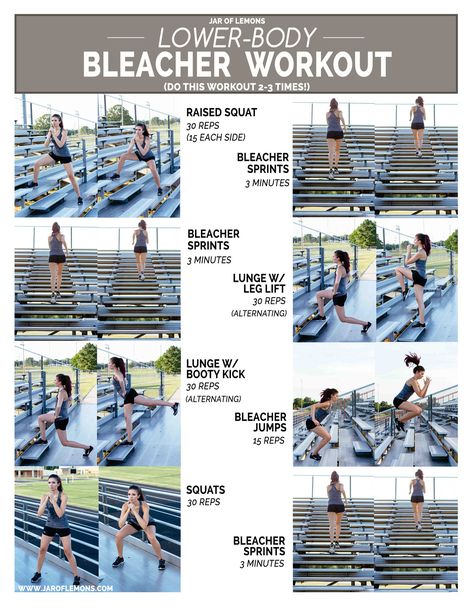 Lower-Body Bleacher Workout!                                                                                                                                                                                 More Bleacher Workout, Stadium Workout, Stair Workout, Stairs Workout, Park Workout, Track Workouts, Hiking Training, Outdoor Workout, Leg Workouts