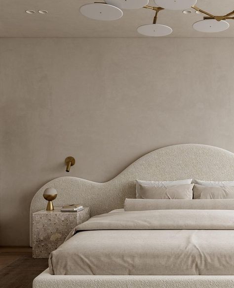 NINA MAGON | Sweet dreams are made of this! Beautiful custom bed design by Luma Interiors. #customfurniture #beddesign⁠ ⁠ Design… | Instagram Custom Headboard Wall, Wabi Sabi Bed Frame, Curve Bed Design, Cute Bed Designs, Tall Headboard Ideas, Full Wall Headboard Ideas, King Bed Aesthetic, Wavy Headboard, Bed Back Design