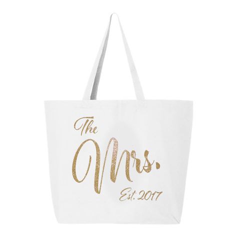 Mrs. Tote Bag Jumbo Mrs Tote Bag Bridal Shower Gift Bride Trending Totes, Classy Bride, Wedding Dress Jewelry, Bridal Handbags, Calvin Klein Bag, Printed Handbags, Bridal Salon, Bridal Shower Gift, Wedding Bag