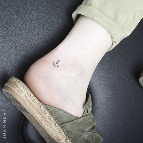 Tiny Anchor Tattoo by Juan Blat Micro Anchor Tattoo, Anchor Tattoo Fine Line, Micro Fine Line Tattoo, Line Anchor Tattoo, Fine Line Anchor Tattoo, Minimalist Anchor Tattoo, Claire Tattoo, Tiny Anchor Tattoo, Word Tattoos On Arm