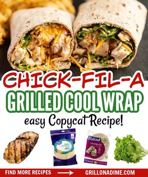 Chick-Fil-A's Cool Wrap is easy to make... - Eating on a Dime | Facebook Chick Fil A Chicken Wrap Recipe, Chick Fil A Cool Wrap Recipe, Chick Fil A Wrap Recipe, Chick Fil A Grilled Chicken Recipe, Chick Fil A Chicken Recipe, Chick Fil A Recipe Copycat, Cat Meals, Chick Fil A Recipe, Grilled Chicken Wraps