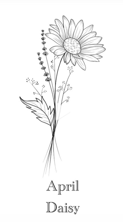 Daisy Flower Drawing, Flower Tattoo Stencils, Daisy Tattoo Designs, Aries Tattoos, Line Drawing Tattoos, Daisy Drawing, Daisy Flower Tattoos, Cool Shoulder Tattoos, Birthday Tattoo