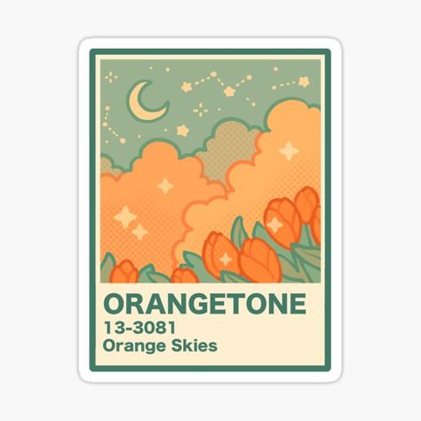 "orange skies" Sticker for Sale by freshbobatae | Redbubble Orange Stickers Printable, Orange Stickers Aesthetic, Orange Stickers Aesthetic Printable, Orange Stickers, Yellow Stickers, Friend Wallpaper, Dibujos Aesthetic, Journaling Kit, Best Friend Wallpaper