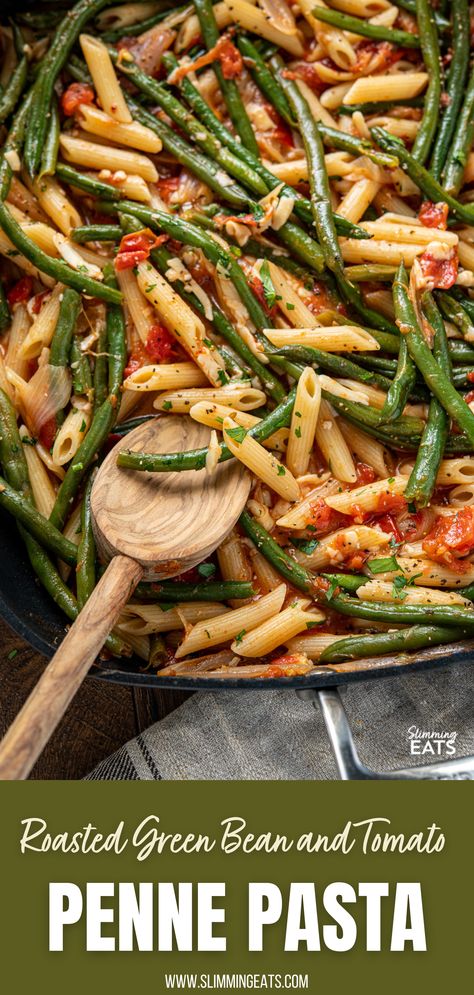 Fresh Green Bean Recipes, Pasta With Green Beans, Slim Kitchen, Green Bean Dishes, Work Recipes, Hunger Pangs, Bean Pasta, Clever Dog, Roasted Green Beans