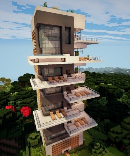 Una casa de Minecraft que tengo pendiente hacer! #CasaPendiente #Minecraft #Hotel Modern Hotel Minecraft, Things To Build In Minecraft City, Minecraft Modern Apartments, Minecraft Building Ideas Flat World, Mincraft Home Ideas, Minecraft Hotel Ideas, Nice Minecraft Houses, Huge Minecraft Houses, Apartments Minecraft