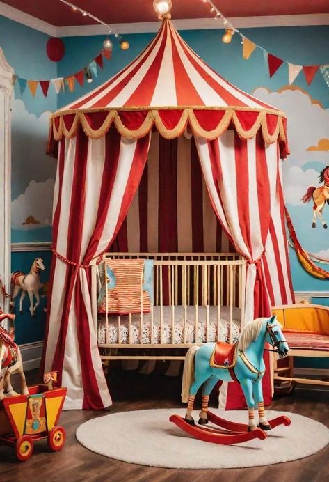 Circus Kids Room, Circus Theme Nursery, Circus Baby Room, Circus Nursery Theme, Circus Themed Bedroom, Circus Bedroom, Vintage Circus Nursery, Carnival Nursery, Circus Room