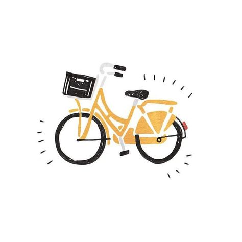 Hand Drawn Illustration, Drawn Illustration, Hand Drawn, Bicycle, Wheel, Bike, Van, Yellow, Drawings