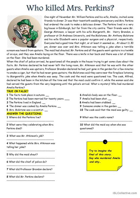 Reading Comprehension - Who killed M…: English ESL worksheets pdf & doc Esl Worksheets Intermediate, English Texts For Reading, English Exercises Worksheets, English Text Reading, Reading And Comprehension Worksheets, English Excercise, Worksheets For Kids English, Esl Exercises, English Reading Comprehension